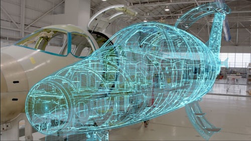 A plane with digital twin in production line
